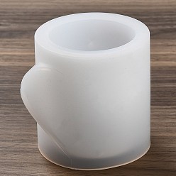 WhiteSmoke Valentine's Day Theme Column with Heart DIY Candle Cup Silicone Molds, Creative Aromatherapy Candle Cement Cup Supply DIY Concrete Candle Cups Resin Moulds, WhiteSmoke, 7.5x8.2cm