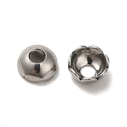 Stainless Steel Color 304 Stainless Steel Bead Caps, Multi-Petal, Flower, Stainless Steel Color, 6x2.5mm, Hole: 2mm