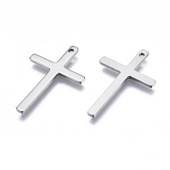Stainless Steel Color 201 Stainless Steel Pendants, Stamping Blank Tag, Cross, Stainless Steel Color, 25x16x1mm, Hole: 1.2mm