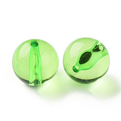 Césped Verde Abalorios de acrílico transparentes, rondo, verde césped, 20x19 mm, agujero: 3 mm, Sobre 111 unidades / 500 g