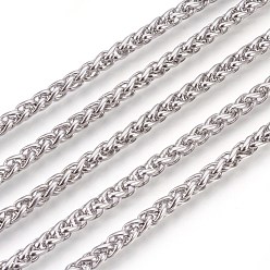 Stainless Steel Color 304 Stainless Steel Wheat Chains, Foxtail Chain, Unwelded, Stainless Steel Color, 5mm