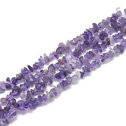 Violet Bleu Chapelets de perles naturelles améthyste, puce, bleu violet, 3~11x3~5x1~4mm, Trou: 1mm, Environ 380~400 pcs/chapelet, 33 pouce