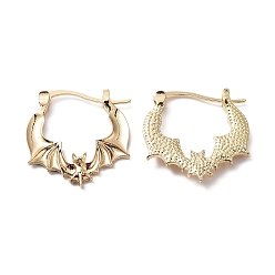 Light Gold Alloy Bat Hoop Earrings for Women, Light Gold, 25x24x3mm