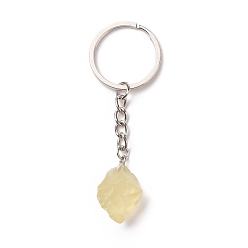 Citrine Natural Citrine Keychain, with 201 Stainless Steel Finding, 7.5~8cm