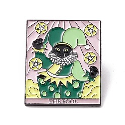 Human The Fool Word Enamel Pin, Cat Tarot Alloy Badge for Backpack Clothes, Electrophoresis Black, Player Pattern, 30.5x25.5x1.5mm, Pin: 1mm