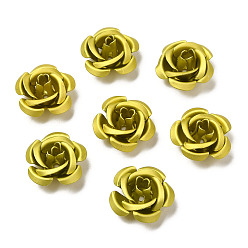 Light Khaki Aluminum Beads, Oxidation, Rose, Light Khaki, 15x15x9mm, Hole: 1.4mm