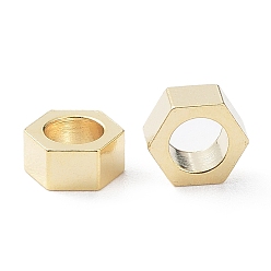 Real 24K Gold Plated 304 Stainless Steel Beads, Hexagon, Real 24K Gold Plated, 5x4.5x2mm, Hole: 2.8mm