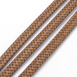 Peru Leather Braided Cords, with Imitation Leather Cords inside, Peru, 11~12x6mm, about 10.93 yards(10m)/roll