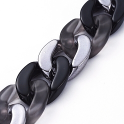 Темно-Серый Акриловые цепочки ручной работы, с пластиковыми соединительными кольцами ccb, овальные, для изготовления ювелирных изделий, металлический черный , темно-серый, ссылка: 30x21x6 mm, 39.37 дюйм (1 м) / прядь