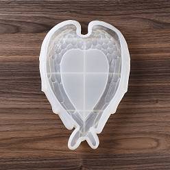 Blanco Moldes de bandeja de almacenamiento de ala de corazón de silicona, moldes de resina, para resina uv, fabricación artesanal de resina epoxi, blanco, 240x170x33 mm