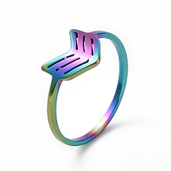 Rainbow Color Ионное покрытие (ip) 201 кольцо со стрелками из нержавеющей стали для женщин, Радуга цветов, размер США 6 1/2 (16.9 мм)