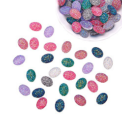 Mixed Color Electroplate Druzy Resin Cabochons, Oval, Mixed Color, 17.5x13x4.5mm