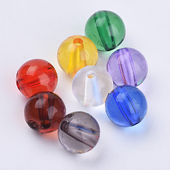 Color mezclado Abalorios de acrílico transparentes, rondo, color mezclado, 7.5x7.5 mm, Agujero: 1.6 mm, sobre 1900 unidades / 500 g