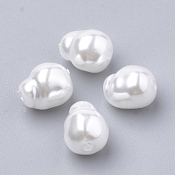 Blanc Perles d'imitation en plastique écologique, haut lustre, Grade a, blanc, 7.5x6mm, Trou: 1.2mm