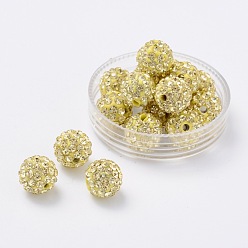 Jonquille Perles de strass d'argile polymère , Grade a, ronde, pp 15, jonquille, 12mm, Trou: 2mm, pp 15 (2.1~2.2 mm)