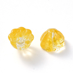 Or Cuisson transparente perles de verre peintes, jade d'imitation, pod lotus, or, 11x10.5x8mm, Trou: 1mm