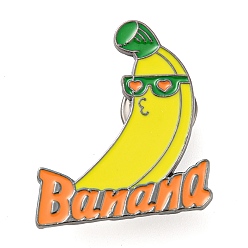 Banane Épingles en émail sur le thème des fruits, broches en alliage de zinc gunmetal pour vêtements de sac à dos, banane, 29.5x26x1mm
