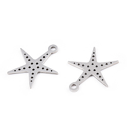 Stainless Steel Color 201 Stainless Steel Pendants, Star Charm, Stainless Steel Color, 20x18x1mm, Hole: 1.8mm