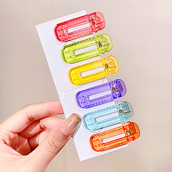 Rectangle 6прозрачные пластиковые заколки из кожи аллигатора карамельного цвета, модные детские аксессуары для волос для девочек, разноцветные, прямоугольник, 40 мм