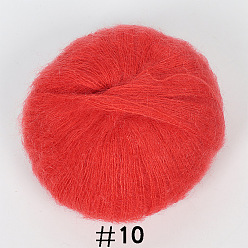 Tomato 25g Angora Mohair Wool Knitting Yarn, for Shawl Scarf Doll Crochet Supplies, Tomato, 1mm