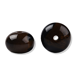 Brun De Noix De Coco Perles en résine, pierre d'imitation, plat rond, brun coco, 16x11mm, Trou: 2.1~2.3mm