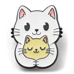 Cat Shape Épingles en émail de chat de dessin animé, broche en alliage noir d'électrophorèse, 31x24.5x1.5mm