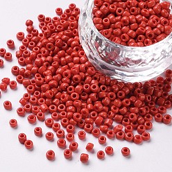 Rouge Perles de rocaille en verre, opaque graine de couleurs, petites perles artisanales pour la fabrication de bijoux bricolage, ronde, rouge, 2mm, Trou: 1 mm, environ 30000 pcs / livre