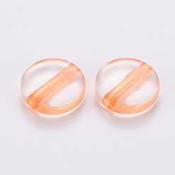 Naranja Abalorios de acrílico transparentes, plano y redondo, naranja, 16x5 mm, agujero: 2.8 mm, Sobre 480 unidades / 500 g