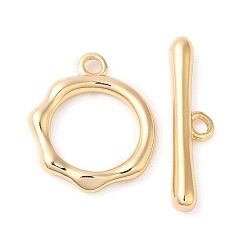 Real 18K Gold Plated Brass Toggle Clasps, Ring, Real 18K Gold Plated, Ring: 16x13x2mm, Hole: 1.6mm, Bar: 20x5x2mm, Hole: 1.6mm