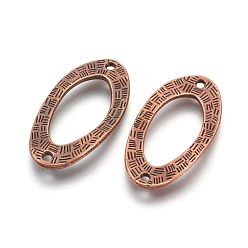 Red Copper Tibetan Style Links/Connectors, Cadmium Free & Lead Free, Red Copper, 36x18x2mm, Hole: 2mm