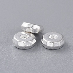 Серебро Разделители для бусин, тибетский стиль, без кадмия, без никеля и без свинца, рондель, серебряные, 8x3 мм, отверстие : 2 мм