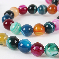 Color mezclado Ágata piedra preciosa natural hebras de perlas ronda, teñido, color mezclado, 8 mm, agujero: 1 mm, sobre 49 unidades / cadena, 14.96 pulgada