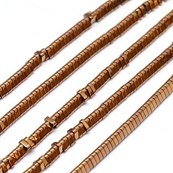 Copper Plated Electroplate Non-magnetic Synthetic Hematite Beads Strands, Triangle, Copper Plated, 3x3x1mm, Hole: 1mm, about 350pcs/strand, 15.7 inch