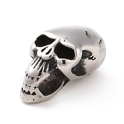 Antique Silver 304 Stainless Steel European Beads, Large Hole Beads, Skull, Antique Silver, 16x9x9mm, Hole: 6mm & 4.5x3mm