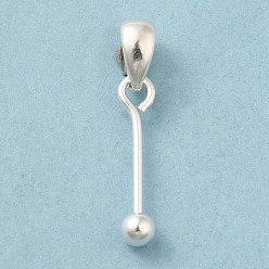 Silver 925 Sterling Silver Pendant Bails, Beadable Pins, with S925 Stamp, Silver, 16x0.8mm, Hole: 4.5x3mm, Ball: 3mm