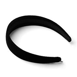 Black Plastic Hair Bands, with Velvet Cloth Covered, Black, 110mm