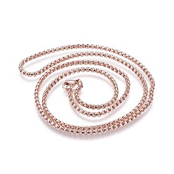 Rose Gold 304 Stainless Steel Box Chain Necklaces, Rose Gold, 23.62 inch(60cm)