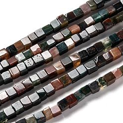 Indian Agate Natural Indian Agate Beads Strands, Cube, 4~5x4~5mm, Hole: 1mm, about 90pcs/strand, 15.04 inch(38.2~38.6cm)