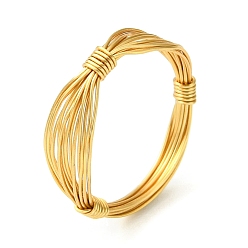 Light Gold Anillos de dedo envolventes de alambre de cobre y latón, la luz de oro, diámetro interior: 18 mm