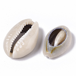 Linen Natural Cowrie Shell Beads, No Hole/Undrilled, Linen, 22~28x16~19x8~9mm, about 220pcs/500g