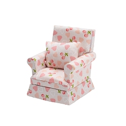 Pink Heart Pattern Sofa Miniature Ornaments, Micro Landscape Home Dollhouse Furniture Accessories, Pretending Prop Decoration, Pink, 62x66x77mm