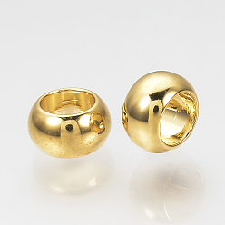 Real 18K Gold Plated Brass Spacer Beads, Nickel Free, Real 18K Gold Plated, Rondelle, 6x3.5mm, Hole: 3.5~4mm