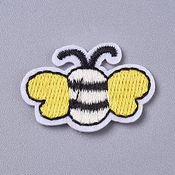 Yellow Computerized Embroidery Cloth Iron on/Sew on Patches, Costume Accessories, Appliques, Bees, Yellow, 24x35.5x1.5mm