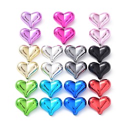 Couleur Mélangete Placage uv perles acryliques opaques, cœur, couleur mixte, 16.5x21x9.8mm, Trou: 2mm