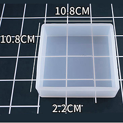 Square DIY Food Grade Silicone Molds, Resin Casting Molds, For UV Resin, Epoxy Resin Jewelry Pendants Making, Square, 108x108x22mm