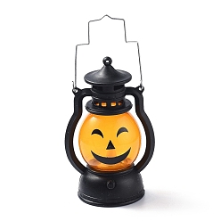 Orange Lampe à huile portable en plastique, citrouille lanterne, pour la décoration de fête d'halloween, motif sur le thème d'halloween, 124x76x54mm