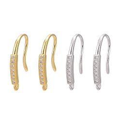 Mixed Color 925 Sterling Silver, with Micro Pave Cubic Zirconia Earring Hooks, Mixed Color, 15.5x2mm, Hole: 1mm, Pin: 0.8mm