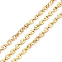 Золотой Вакуумная обшивка 304 кабельных цепей из нержавеющей стали, овальные, несварные, с катушкой, золотые, 5x4x0.5 мм, около 32.81 футов (10 м) / рулон