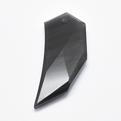 Obsidian Natural Obsidian Pendants, Faceted, 49x18x6mm, Hole: 2mm