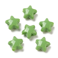 Lime Vert Perles acryliques opaques, étoiles, lime green, 11x11.5x7mm, Trou: 2mm, environ1245 pcs / 500 g